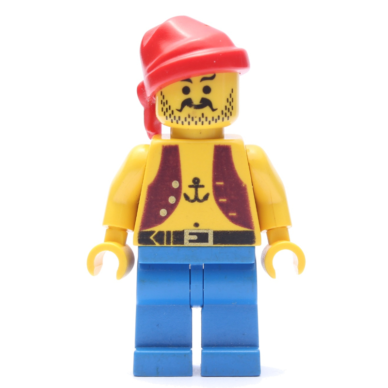 Lego Pirate - Dark Purple Vest, Anchor Tattoo, Blue Legs, Red Bandana
