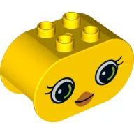 Duplo Brick 2 x 4 x 2 Rounded Ends with Female Face, Lipstick, Eyelashes Print