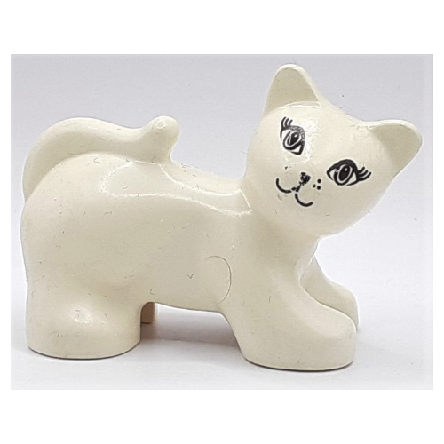 Lego Duplo Animal Cat with Eyes with Eyelashes Print / White