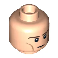Minifig Head Legolas, Brown Eyebrows Neutral / Grimacing Print / Light Nougat
