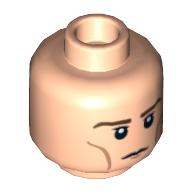 Lego Minifig Head Legolas, Brown Eyebrows Neutral / Grimacing Print / Light Nougat