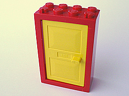 Lego Door, Frame 2 x 4 x 5 with Yellow Door 1 x 4 x 5 (4130 / 4131)