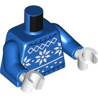 Lego Torso, Knitted Sweater, White Snowflakes Pattern print, Blue Arms, White Hands / Blue