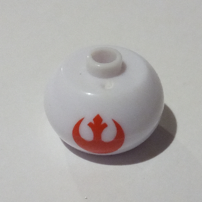 Lego Pen Bead, Round Orb with Star Wars Rebel Symbol Print / White