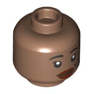 Lego Minifig Head Asisat Oshoala, Black Eyebrows, Beauty Mark, Dark Red Lips, Closed Mouth Smile / Open Mouth Smile print / Medium Brown