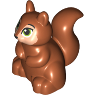 Lego Duplo Animal Squirrel, Light Nougat Face and Black and Lime Eyes Print / Dark Orange