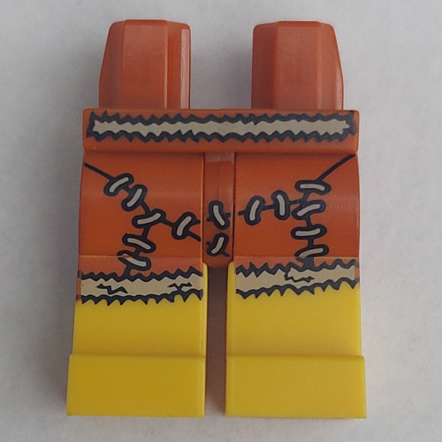 Lego Hips and Yellow Legs with Dark Orange Animal Skin Skirt with White Stitches Cavewoman Print / Dark Orange