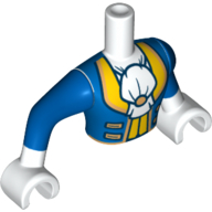 Lego Minidoll Torso Man with Blue Coat with White Ascot, Yellow Trim Print, White Arms and Hands with Blue Sleeves Print / White