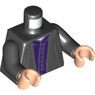Lego Torso Robe, Dark Purple Vest with 7 Buttons Print (Snape), Black Arms, Light Nougat Hands / Black