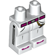 Lego Hips and White Legs with Pockets, Cord with Clip, Magenta Belt and Toes, Black Stripes on Sides Print / White