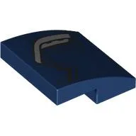 Brick Curved 2 x 2 x 2/3 with Silver Armour Print / Dark Blue