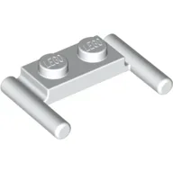 Plate Special 1 x 2 with Handles [Flat Ends / Low Attachment] / White