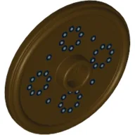 Shield Round with Stud and Raised Rim with Silver Dots Print / Dark Brown