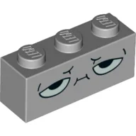 Brick 1 x 3 with Half Closed Eyes and Mouth Print (Rick) / Light Bluish Gray