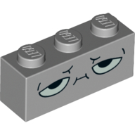 Lego Brick 1 x 3 with Half Closed Eyes and Mouth Print (Rick) / Light Bluish Gray
