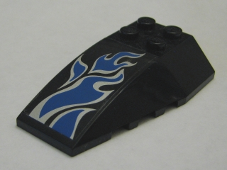 Lego Wedge 6 x 4 Triple Curved with Blue and White Flames Pattern (Sticker) - Set 7045