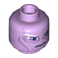 Lego Minifig Head Umbaran Soldier, Large Purple Eyes and White Eyebrows Print [Hollow Stud] / Lavender