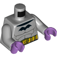 Lego Torso Muscles, Black Batman Logo, Yellow Utility Belt Print, Light Bluish Gray Arms, Medium Lavender Hands / Light Bluish Gray
