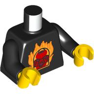 Lego Torso, Red Bionicle Mask with Fire Print, Black Arms, Yellow Hands / Black