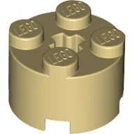 Brick Round 2 x 2 with Axle Hole / Tan