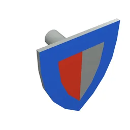 Shield Triangular with Red and Gray Halves and Blue Border Print / Light Gray