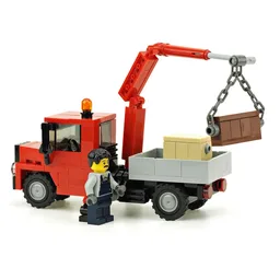 Red Truck With Manipulator Crane