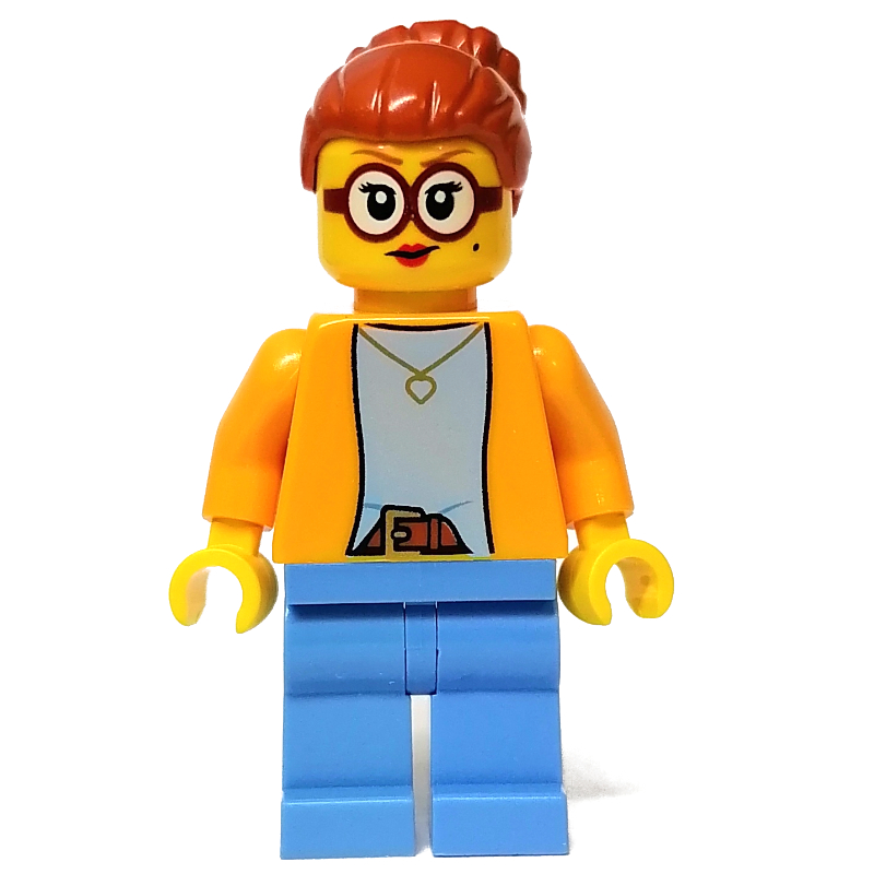Lego Woman, Bright Light Orange Torso, Medium Blue Legs, Dark Orange Hair
