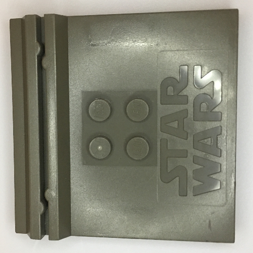 Lego Plate Special 6 x 6 x 2/3 with 4 Studs and Embossed 'STAR WARS' / Dark Gray