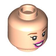 Lego Minifig Head Aurora, Dark Orange Eyebrows, Dark Pink Lips, Open Moth Teeth Smile/Closed Eyes print / Light Nougat