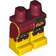 Lego Hips and Yellow Legs with Loincloth and Gold Aztec Print / Dark Red