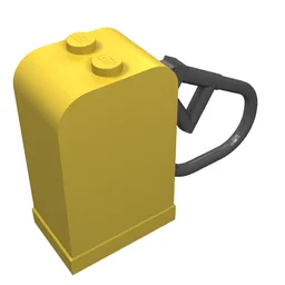 Fabuland, Equipment Fuel / Petrol Pump 2 x 4 x 4, Curved Top with Black Hose [Complete Assembly] / Yellow