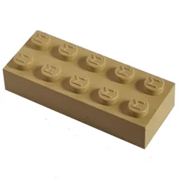 Modulex Brick 2 x 5 with M on Studs / Modulex Buff