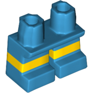 Lego Legs Short with Yellow Stripe Pattern [Multi Color Injection] / Dark Azure