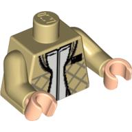 Lego Torso Checkered Jacket with White Undershirt Print (Leia), Tan Arms, Light Nougat Hands / Tan