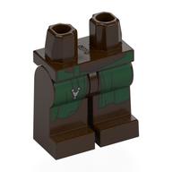Lego Hips and Dark Brown Legs with Dark Green Rove, Dark Brown Chest Armor, Silver Pendant print / Dark Brown