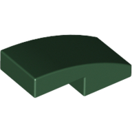 Lego Brick Curved 2 x 1 No Studs [1/2 Bow] / Dark Green