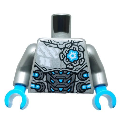 Lego Torso, Silver Armor, Medium Azure Detailing, Symbol print, Flat Silver Arms, Medium Azure Hands / Flat Silver