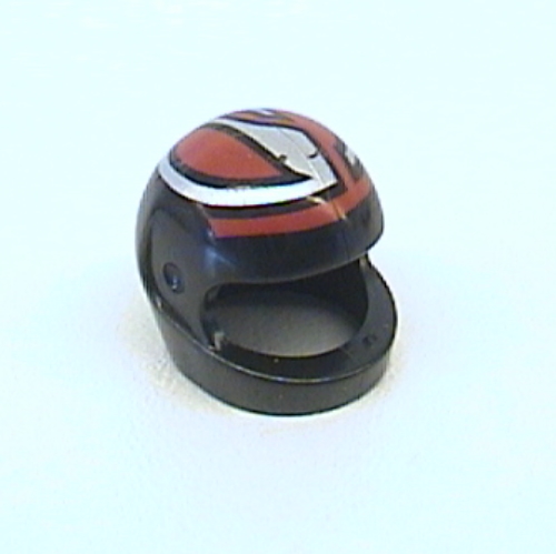 Lego Helmet, Standard with Interlocking Silver and Red Print / Black