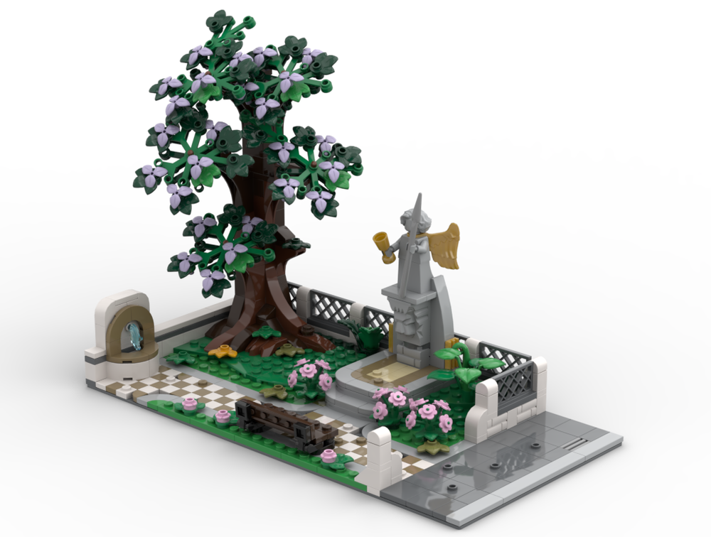 Lego Small park with a Statue