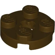 Plate Round 2 x 2 with Axle Hole Type 1 (+ Opening) / Dark Brown