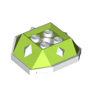 Brick Wedged, Sloped 4 x 4 with Diamond Spikes with White Underside Pattern / Lime