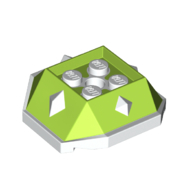 Lego Brick Wedged, Sloped 4 x 4 with Diamond Spikes with White Underside Pattern / Lime
