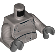 Lego Torso Armor, Gray and Silver Lines Print (Captain Phasma), Flat Silver Arms, Dark Bluish Gray Hands / Flat Silver