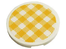 Tile, Round 3 x 3 with Bright Light Orange and White Checkered Pattern (Sticker) - Set 41444