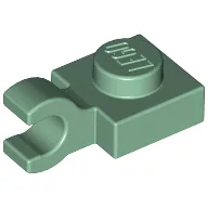 Plate Special 1 x 1 with Clip Horizontal [Thick Open O Clip] / Sand Green