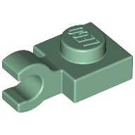 Lego Plate Special 1 x 1 with Clip Horizontal [Thick Open O Clip] / Sand Green