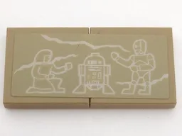 Stickered Assembly 4 x 2 with Tan Cracks, Ancient Egyptian, R2-D2, and C-3PO Hieroglyphs Pattern (Sticker) - Set 7621