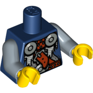 Lego Torso Armor, Viking, 2 Shoulder Rondels and Waist Rondel Print, Sand Blue Arms, Yellow Hands / Dark Blue