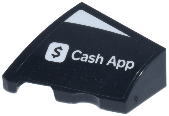 Lego Wedge 2 x 2 x 2/3 Left with White 'Cash App' Dollar Sign Logo Pattern (Sticker) - Set 77246