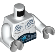 Lego Torso Fur with Wide Belt, Gray Tribal Markings and Ice Chi Emblem Print, White Arms, Light Bluish Gray Hands / White